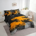 thumbnail image 3 of Manfei Orange Gray Black Ombre Bedding Comforter Set 7pcs, Abstract Oil Painting King Bedding Sets, Watercolor Gradient Bed Sheets, Lightweight Room Decor, 3 of 8