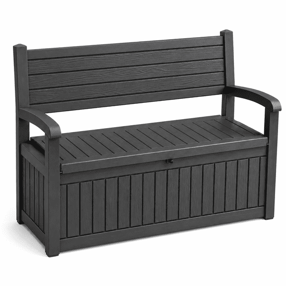 MINDYES 82 Gallon Outdoor Storage Bench and Deck Box Organization Storage Combi for Patio Garden, Black