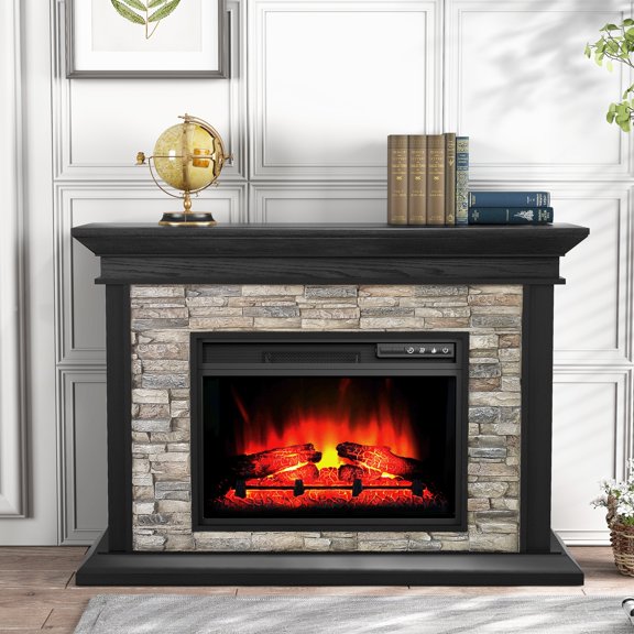 FESTIVO 50" Freestanding Electric Fireplace - No Assembly Required - Deep Dark Brown