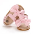 thumbnail image 6 of Uccdo Infant Baby Girls Bow Sandals Newborn Baby Summer PU Leather Open Toe Flats Shoes First Walkers 0-18M, 6 of 7