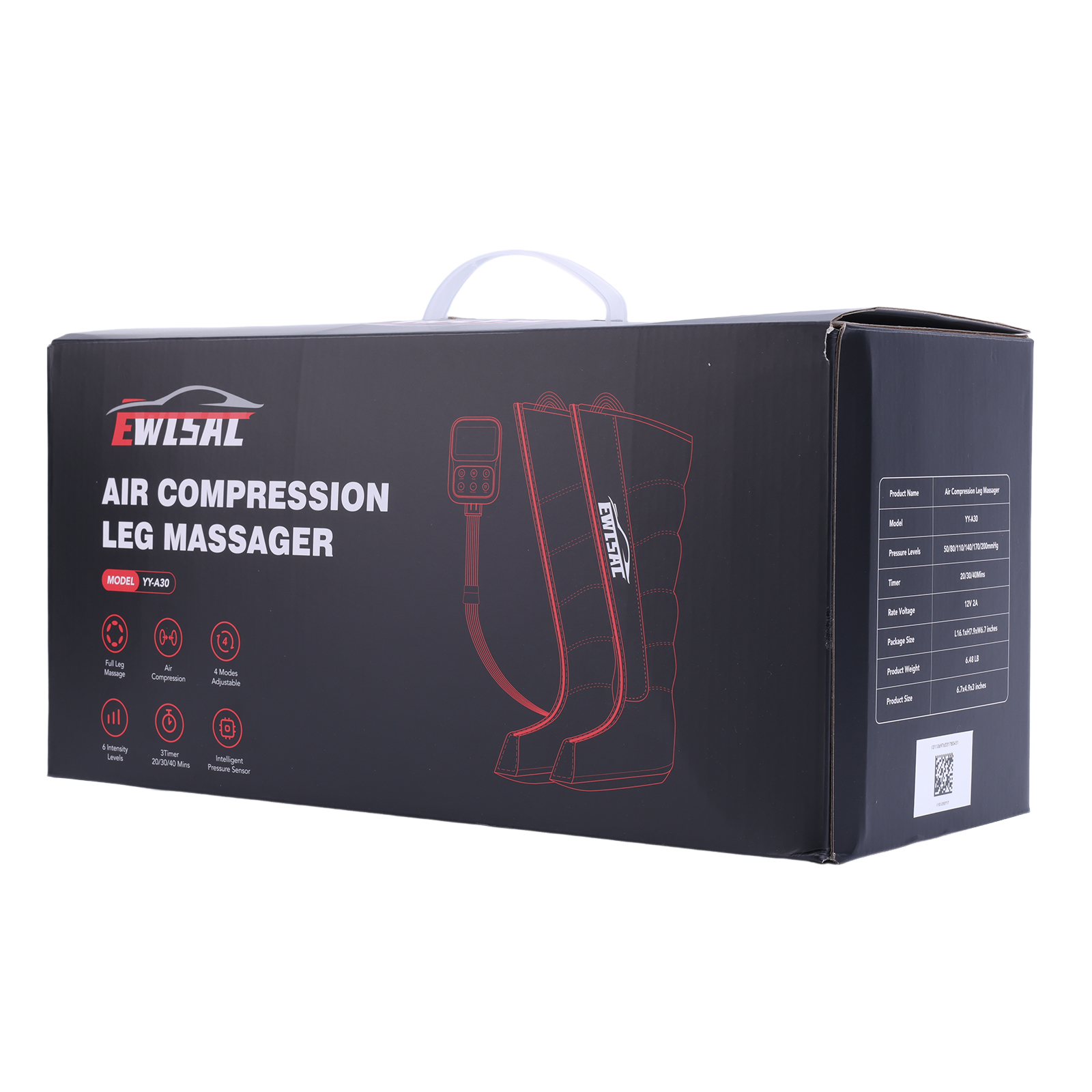 HUOEPU Air Compression Leg Massager with Heat, 4 Modes & 6 Intensity Levels Calf Foot Massager for Circulation, Pain Relief & Muscle Recovery, Ideal for Nurses, Athletes, Seniors
