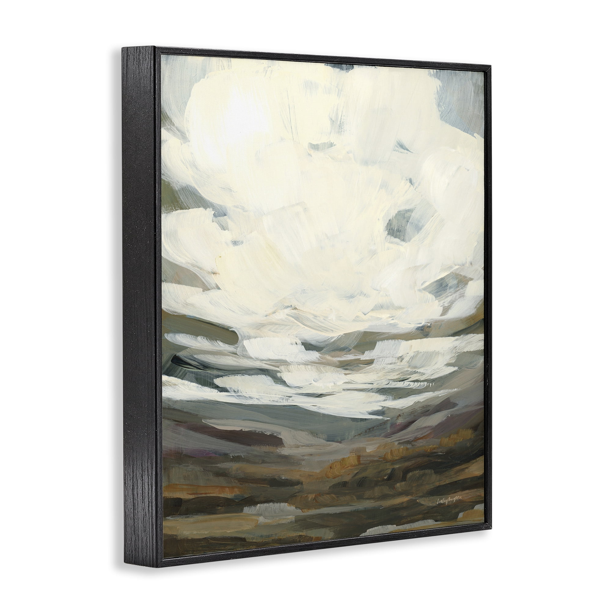 Stupell Industries Cloudy Abstract View Landscape Painting Black Framed Art Print Wall Art, 11 x 14