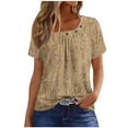 thumbnail image 2 of Plus Size Tops for Women Short Sleeved Pleated Blouses, 2 of 4