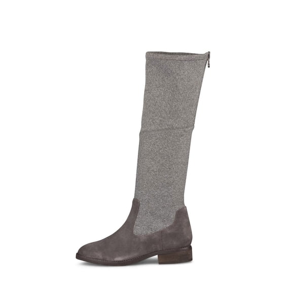 Klub Nico Zuri Knee Grey Flannel Brown Suede Stacked Heel Riding Knee High Boots (Grey, 6)