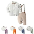 thumbnail image 2 of enyan Little Boy Clothes Suits Dress Shirt with Bow Tie Suspender Pants Gentleman Outfit Sets for Party, Prom, Wedding Blue,6-7 Years, 2 of 7