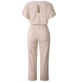 thumbnail image 4 of MELDVDIB Plus Size Women Short Sleeve Playsuit Clubwear Straight Leg Jumpsuit With Belt, Gift on Clearance, 4 of 8