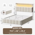thumbnail image 2 of GUNAITO Queen Bed Frame with Storage Headboard, 2 Drawers Platform Upholstered LED Bed Frame with USB Ports & Outlets Beige, 2 of 9