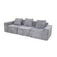 thumbnail image 7 of Barara King Compressed Seat Sofa with Pillow Back Support Armrest and Comfy Futon Couch, Boneless Couches with Corduroy fabric for Living Room, Bedroom, Light Gray, 7 of 7