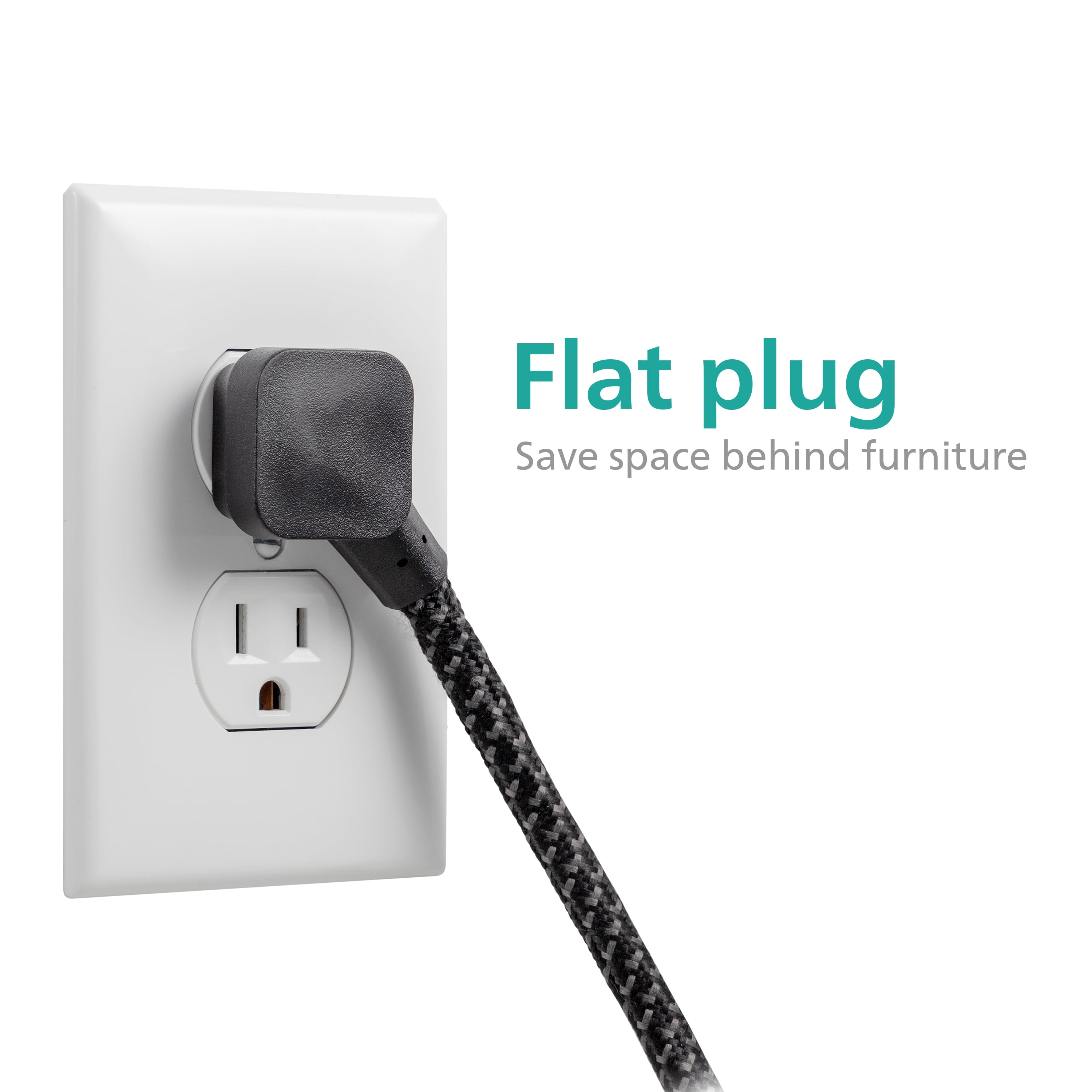 Philips 6-Outlet 8ft. WiFi Braided Extension Cord with Surge Protection,  Black