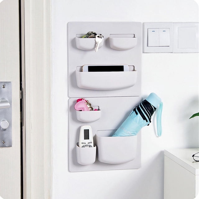 1 unidad de estante de pared autoadhesivo que ahorra espacio, estantería para refrigerador, decoración para hogar, estante de almacenamiento para Estilo gris cro B perfecl estante de almacenamiento de pared