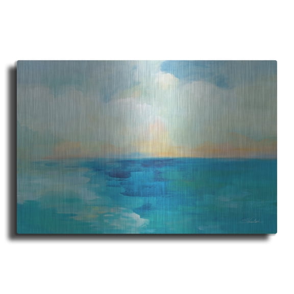 Luxe Metal Art 'Aquarelle Sea'  by Silvia Vassileva Metal Wall Art, 36" x 24"