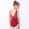 thumbnail image 2 of Girls Dance Leotard Sleeveless Ballet Gymnastics Leotard for Kids Breathable Nylon Spandex Stretchy Mesh V-Neck Tank Top Red,Size 11-12 T, 2 of 6