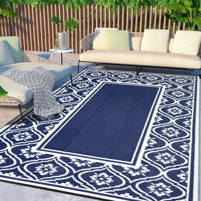 HUGEAR Outdoor Rugs on Sale Clearance 6 x9 Waterproof Patio Rugs Area Rugs Plastic Straw Rugs Camping RV Rugs for outside Balcony Pool Deck Rug