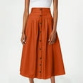 thumbnail image 6 of LWavelet Button-Front Maxi Skirt with Belt Women Daily Casual Flowy Stylish Versatile Bottoms Orange XL, 6 of 6
