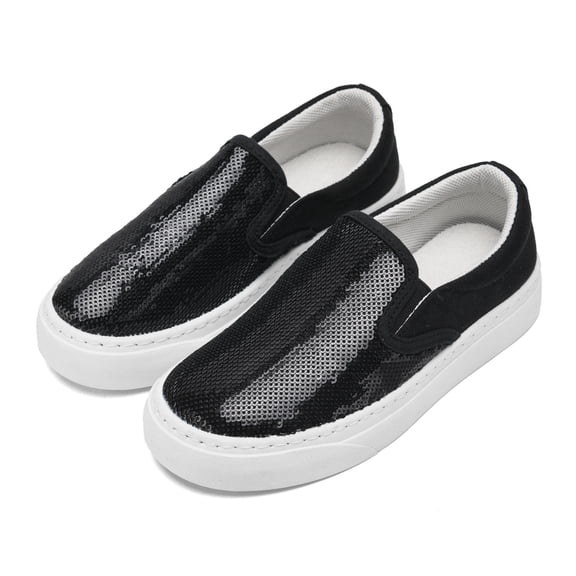 Gunia Girls Canvas Shoes Slip-On Sneakers Casual Shoes Lightweight Loafers Kids Toddler Non-Slip Play Shoes Black