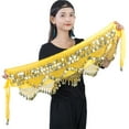 thumbnail image 5 of Sonducket Danza del vientre cintura cadena portátil lentejuelas borlas moneda cadera bufanda accesorios de moda disfraces ropa de actuación Prendas para la parte inferior del cuerpo Amarillo, 5 of 5