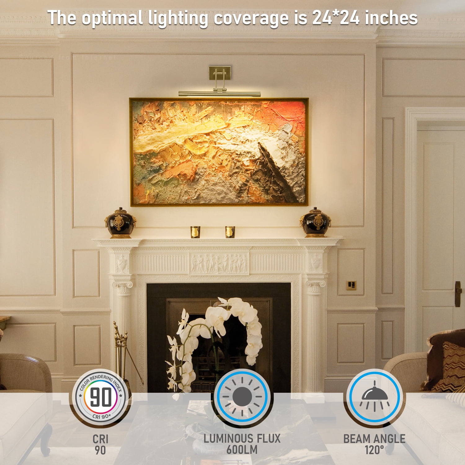 2 Pack LED Picture Lights, 15.75", Metal Dimmable Artwork Lamps, CRI90+, Plug-n-Play & Hardwire Art Lighting, Antique Brass