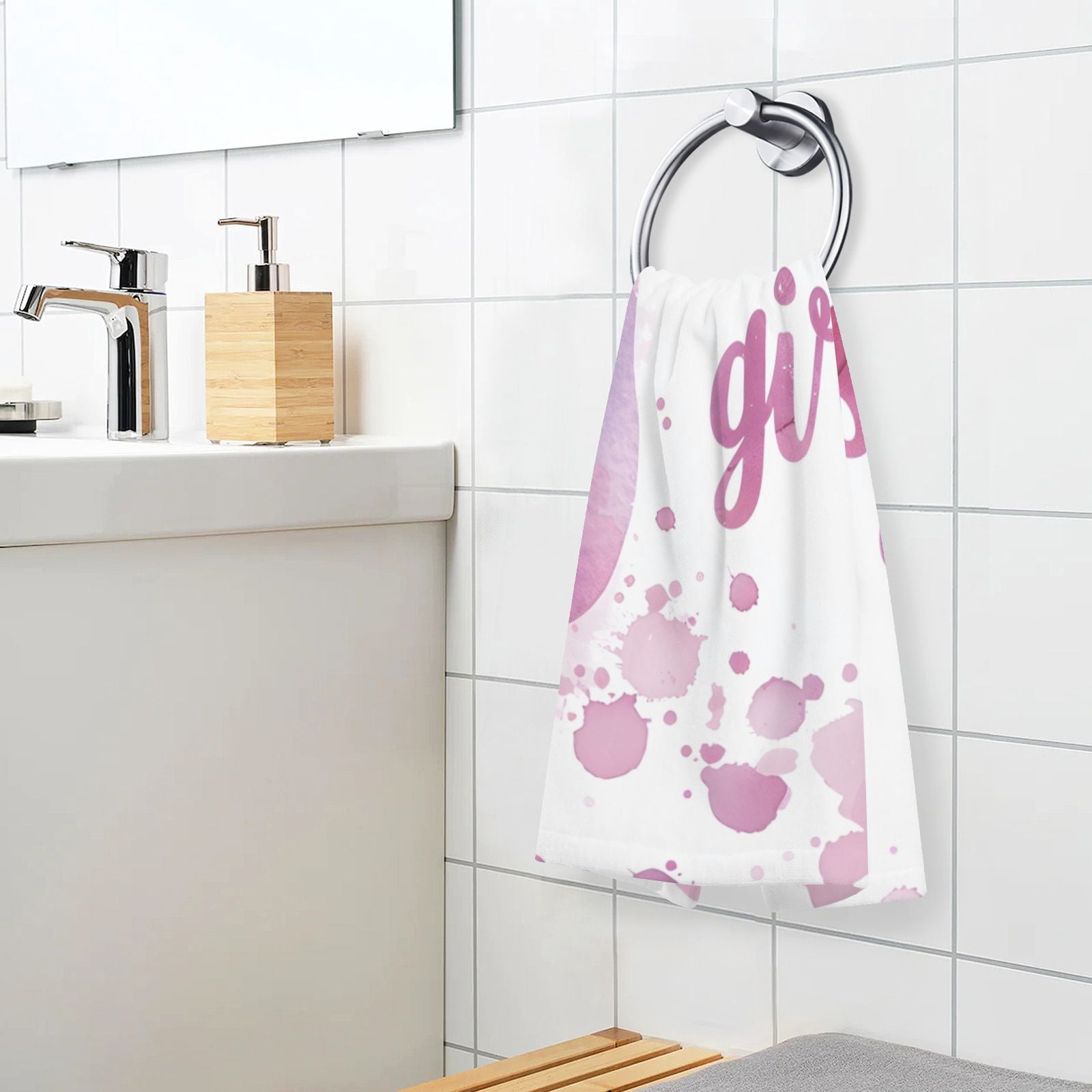 It's A Girl Hand Towels Cotton Bath Towels Large Face Towels Absorbent for Bathroom 2 Packs