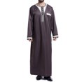 thumbnail image 2 of Samickarr Kaftan Dresses For Men Nightshirt Long Sleeve Sleepwear Robe For Man Kaftan Thobe Men's Muslim Gown Medium Long Sleeve Standing Neck Button Home Suit Comfortable Loose Sleeping Dress Gown, 2 of 7