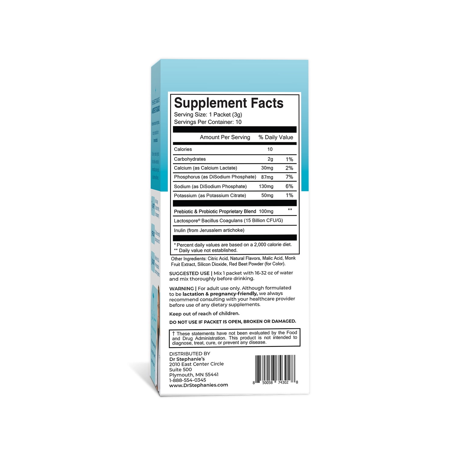 Dr. Stephanie's Milk Miracle Hydration & Probiotics Drink Mix, For Breastfeeding Support, 10 Count