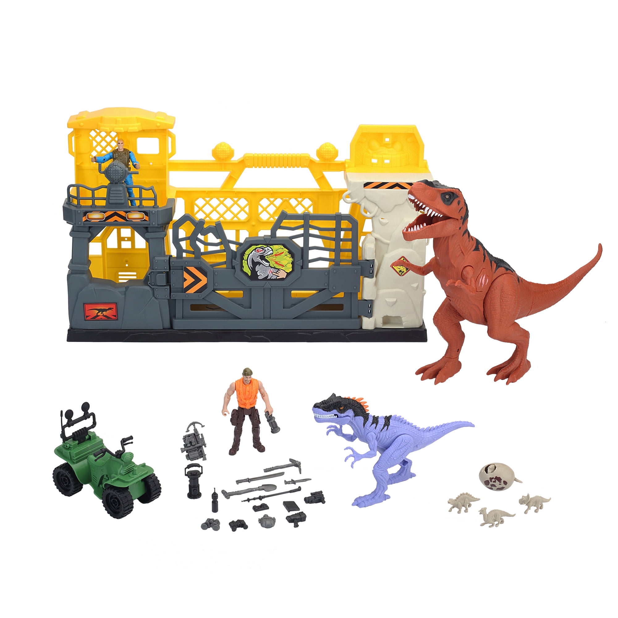 Dinosaur Mega Play Set 28 Pieces Action Figures Sounds Effects and Light Up Eyes 
