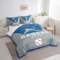 thumbnail image 3 of jejeloiu Baseball City Bedding Comforter Set 7pcs,Kansas Queen Bedding Sets,Gray Blue Queen Sheet Sets For Child,Luxury Bedroom Decor Reversible, 3 of 7