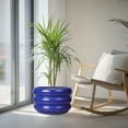 thumbnail image 2 of 13.5 inch Flower Pots - Modern Large Round Ceramic Planter with Drainage ,Gift for Women & Mom for Indoor Trees & Tall Plants Blue, 2 of 7