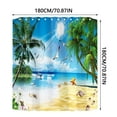 LQXZWJY Ocean Beach Print Shower Curtain 70X70 Inch with 12 Plastic