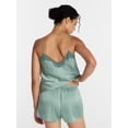 thumbnail image 4 of Joyspun Women's Lace Trim Stretch Satin Cami and Shorts Set, 2-Piece, Sizes XS-3X, 4 of 6