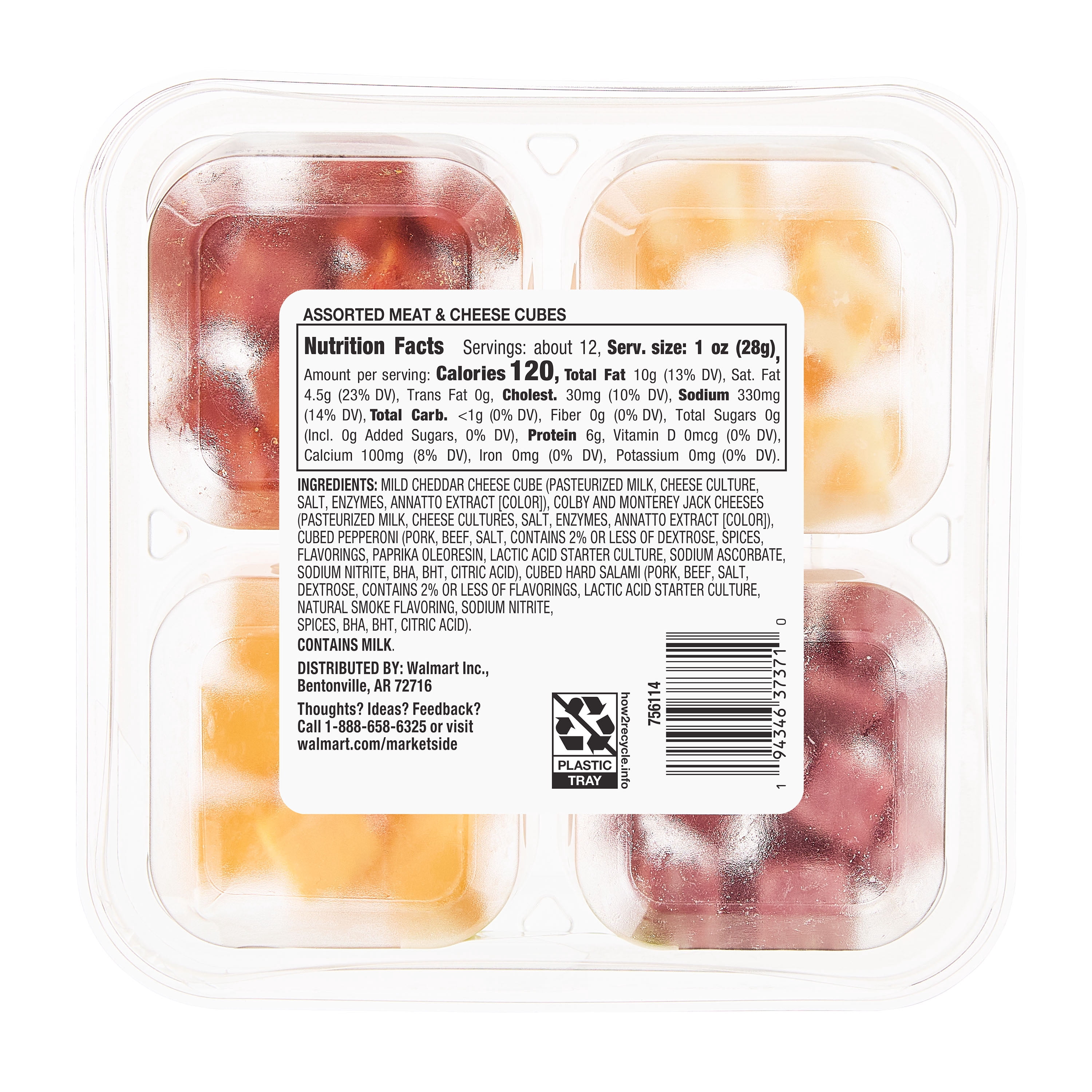 Marketside Assorted Cubed Meat & Cheese Tray, 12oz (Cubed, Refrigerated)
