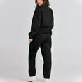 thumbnail image 4 of Valora Women Fashion Outfit Women's Trousers Suit 2 Piece Set for Casual Wear Long Sleeve Pullover Sweatshirt and Matching Sweatpants with Solid Modern Athleisure Style Black L, 4 of 7