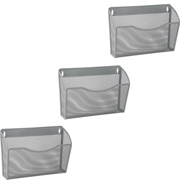 3 Single Pocket Mesh Hanging File Organizer, Vertical Wall Mounted Magazine File Holder, Mount Basket Mail Paper Document Folder Organizing for Office