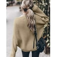 thumbnail image 2 of Women's Oversized Sweaters Batwing Sleeve Mock Neck Jumper Tops Chunky Knit Pullover Sweater, 2 of 8