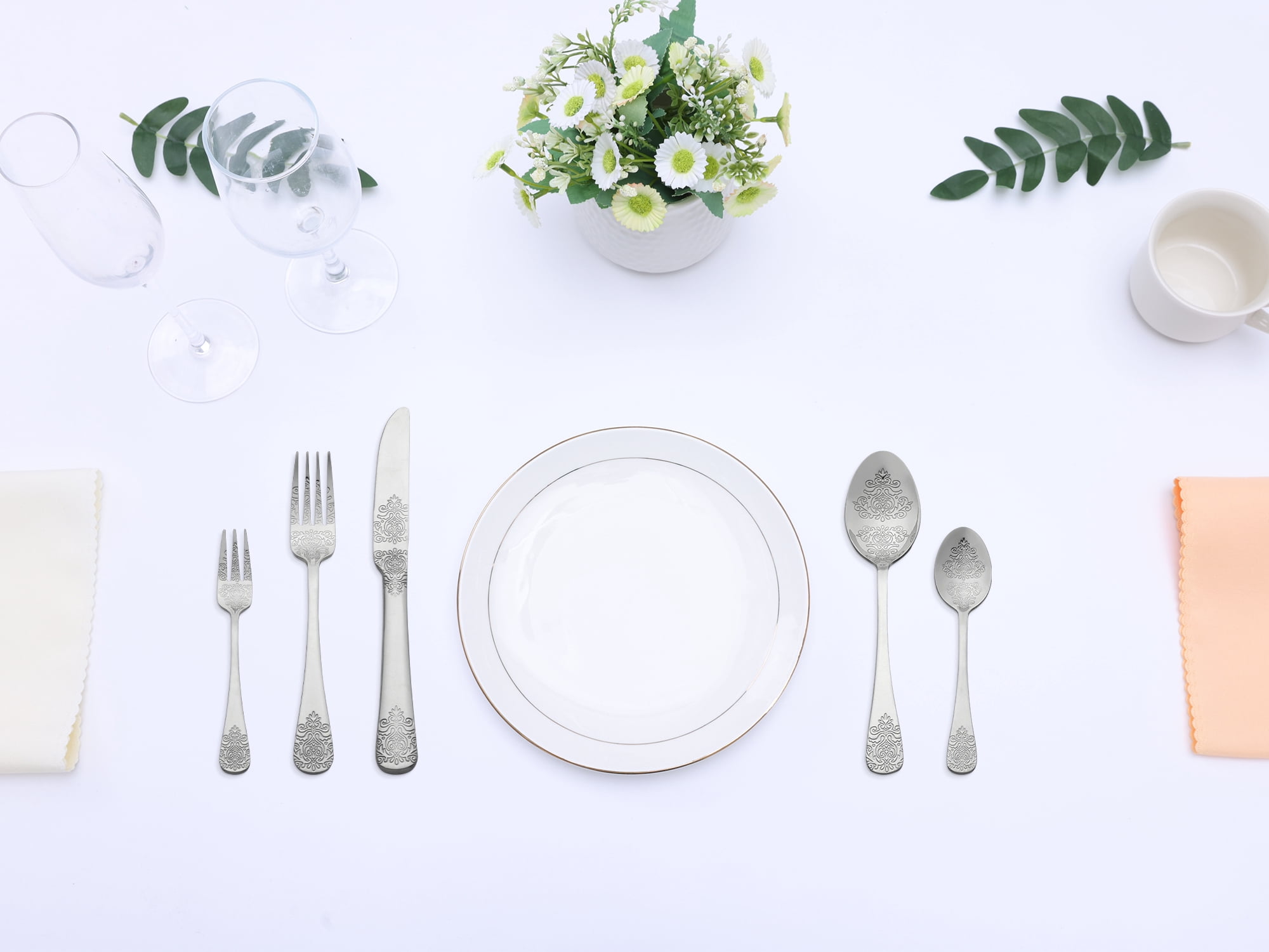 Unique Bargains 30 Pieces Modern Stainless Steel Silverware Set for 6 Silver