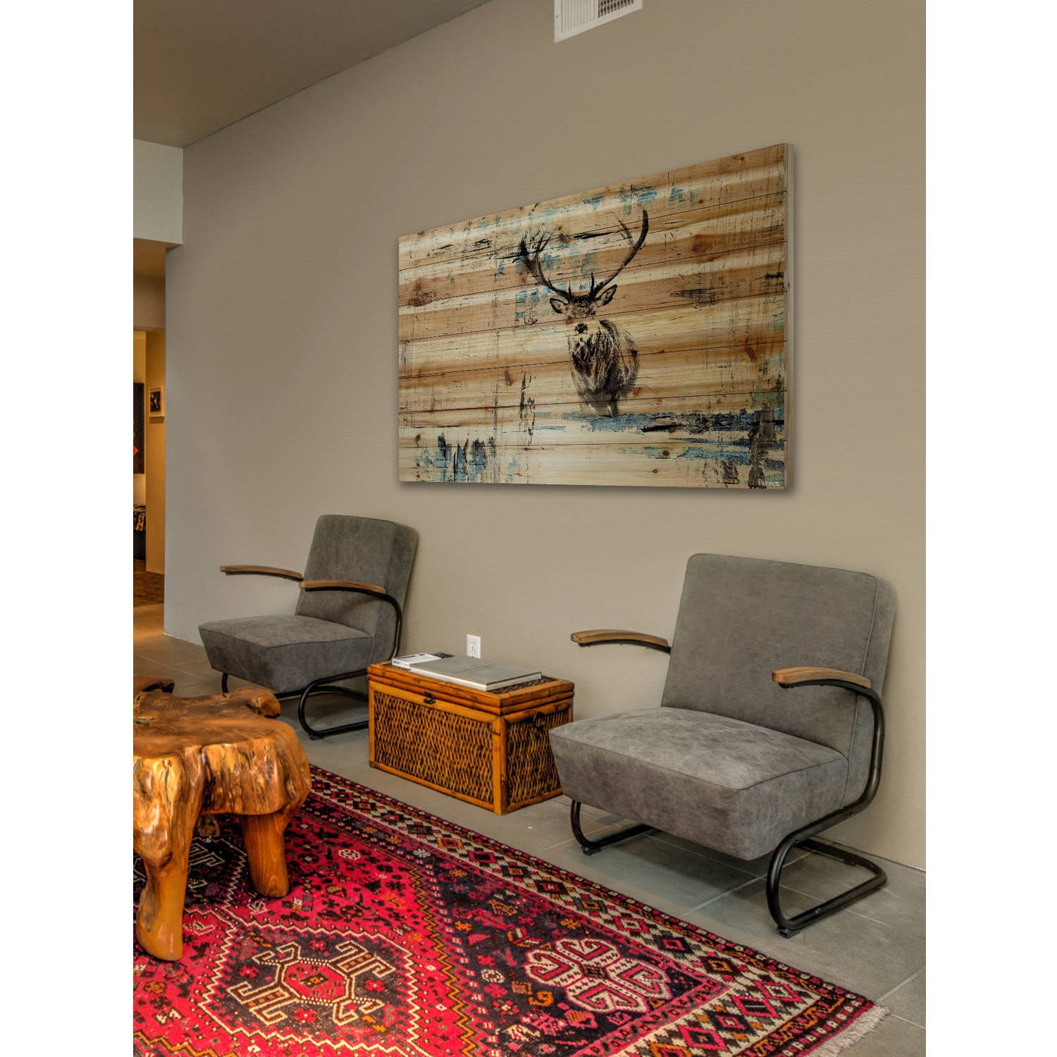 "Looking for the Herd" Painting Print on Natural Pine Wood