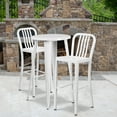 thumbnail image 2 of Flash Furniture Earl Commercial Grade 24" Round White Metal Indoor-Outdoor Bar Table Set with 2 Vertical Slat Back Stools, 2 of 5