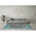 thumbnail image 3 of Ahgly Company Indoor Rectangle Medallion Light Blue Traditional Area Rugs, 6' x 9', 3 of 4