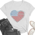 thumbnail image 5 of Xdegoge 4th Of July Tops for Women Patriotic Shirts USA American Flag Rhinestone Heart Graphic Tee Crewneck Short Sleeve Bling Summer Holiday Independence Day Glitter Graphic Tees Summer Blouses, 5 of 6