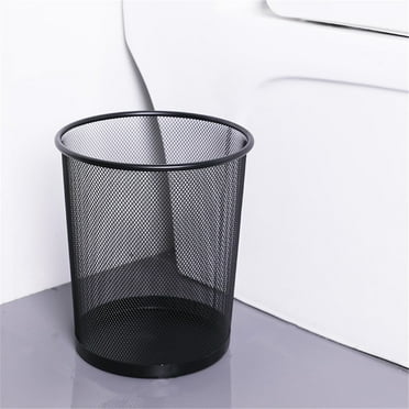 XEOVHV Clearance Small Cylinder Trash Can for Home or Office, 6 Gallon Mesh Round Bins, Lightweight, Steel Wastebasket Set for Garbage or Recycle, Black