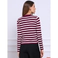 thumbnail image 3 of DARING DIVA Women's Striped Button Down Knit Cardigan Sweaters M Red White, 3 of 6