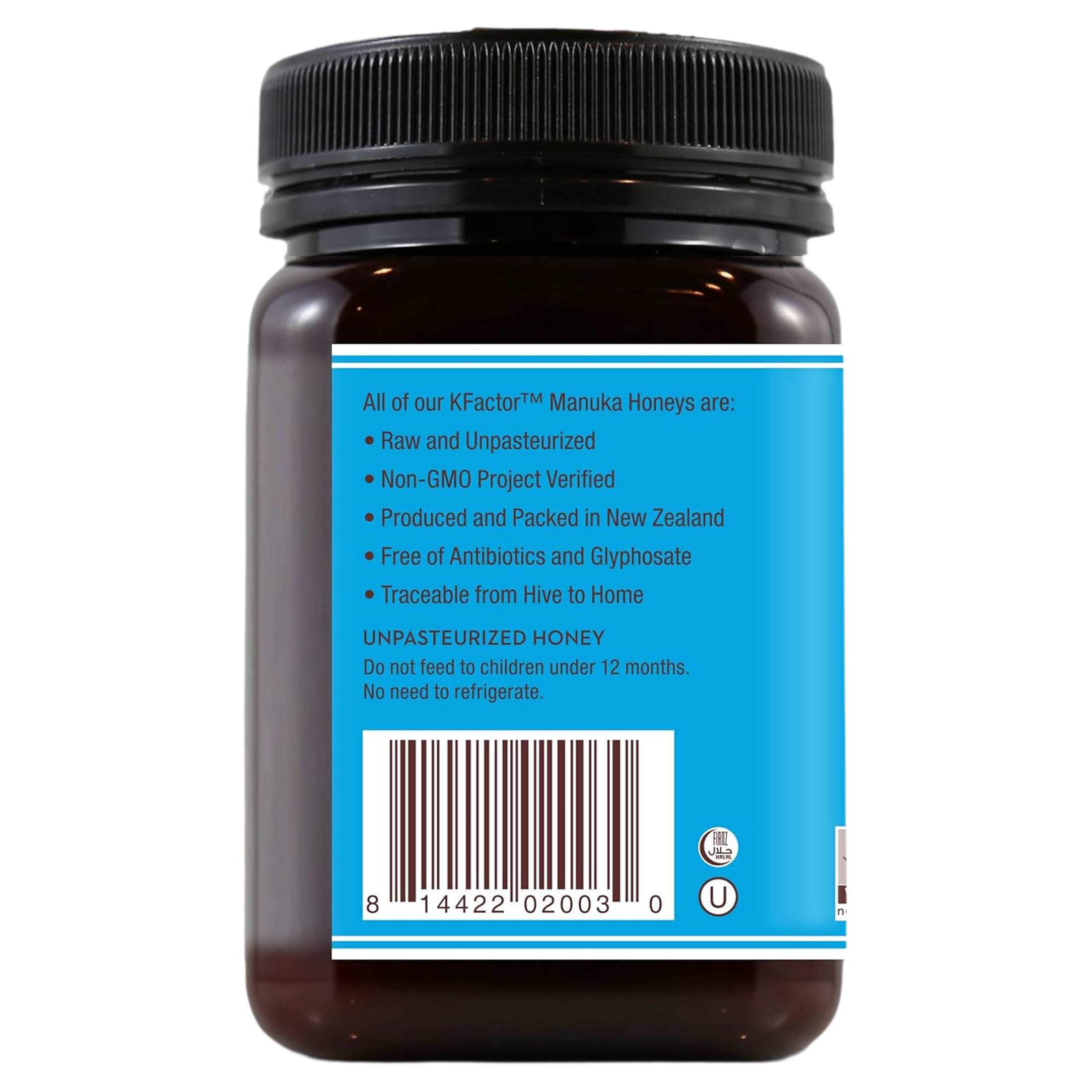 Wedderspoon Raw Multifloral Manuka Honey KFactor 12, 17.6 oz poly jar