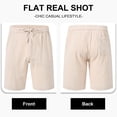 thumbnail image 2 of QPNGRP Men's Linen Shorts Casual Elastic Waist Drawstring Summer Beach Vacation Yoga Shorts with Pockets Khaki L, 2 of 9