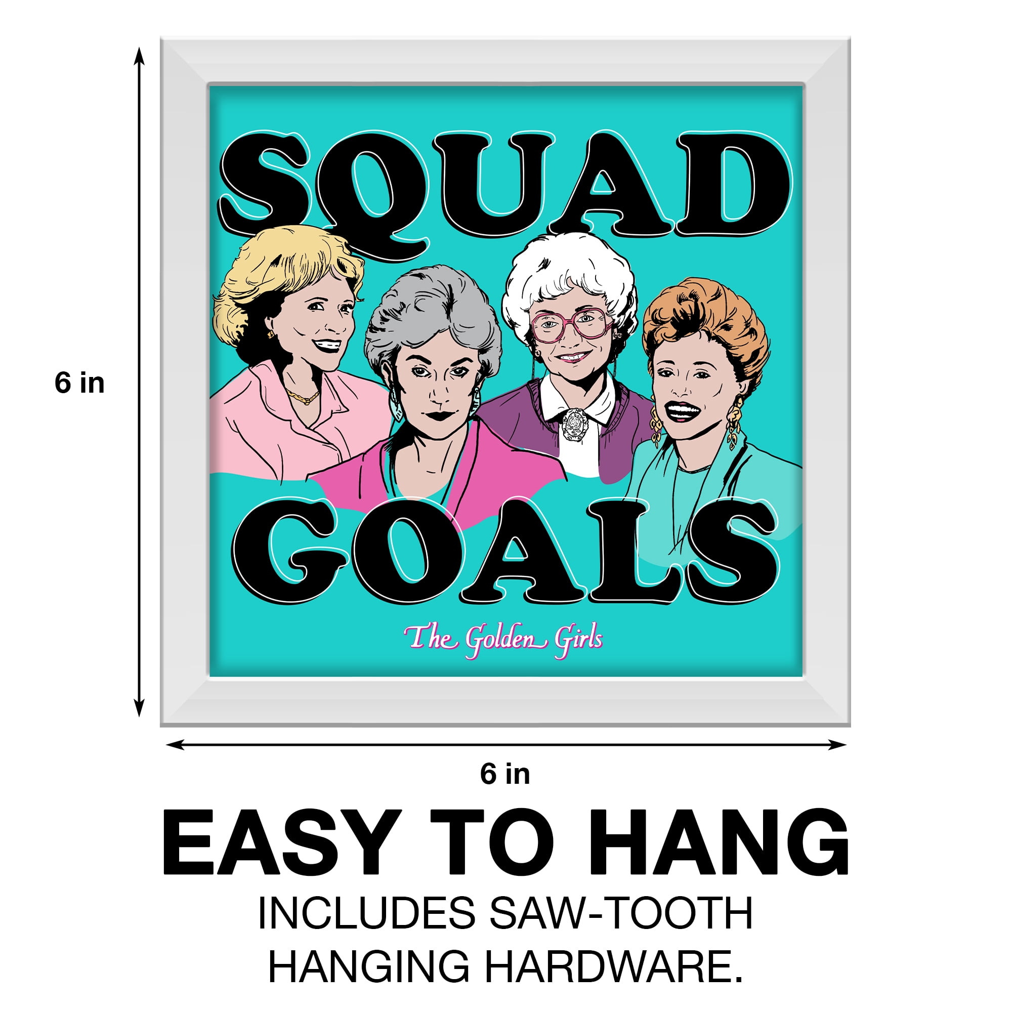 (2 pack) Silver Buffalo The Golden Girls Squad Goals Group Gel Coat 6" x 6" Framed MDF Modern Wall Art