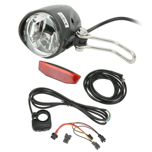 Electric Bike Headlight Tail Light Sets, Double Switch Front Rear Warning Lights Kit 4 LED Beads ABS Material For Cycling
