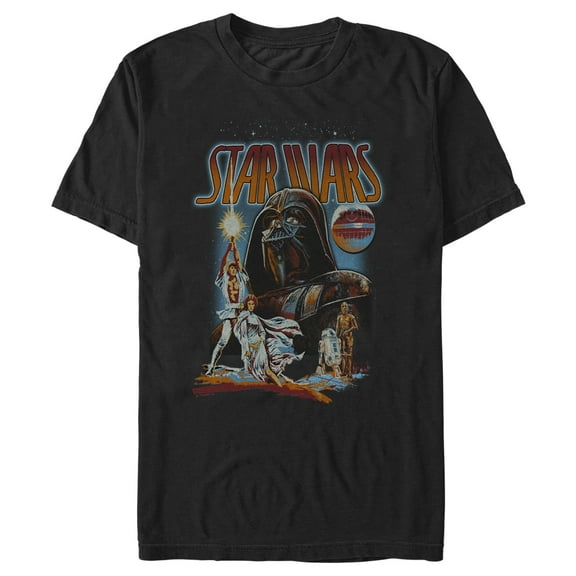 Men's Star Wars: A New Hope Retro Comic Crew Graphic Tee Black X Large