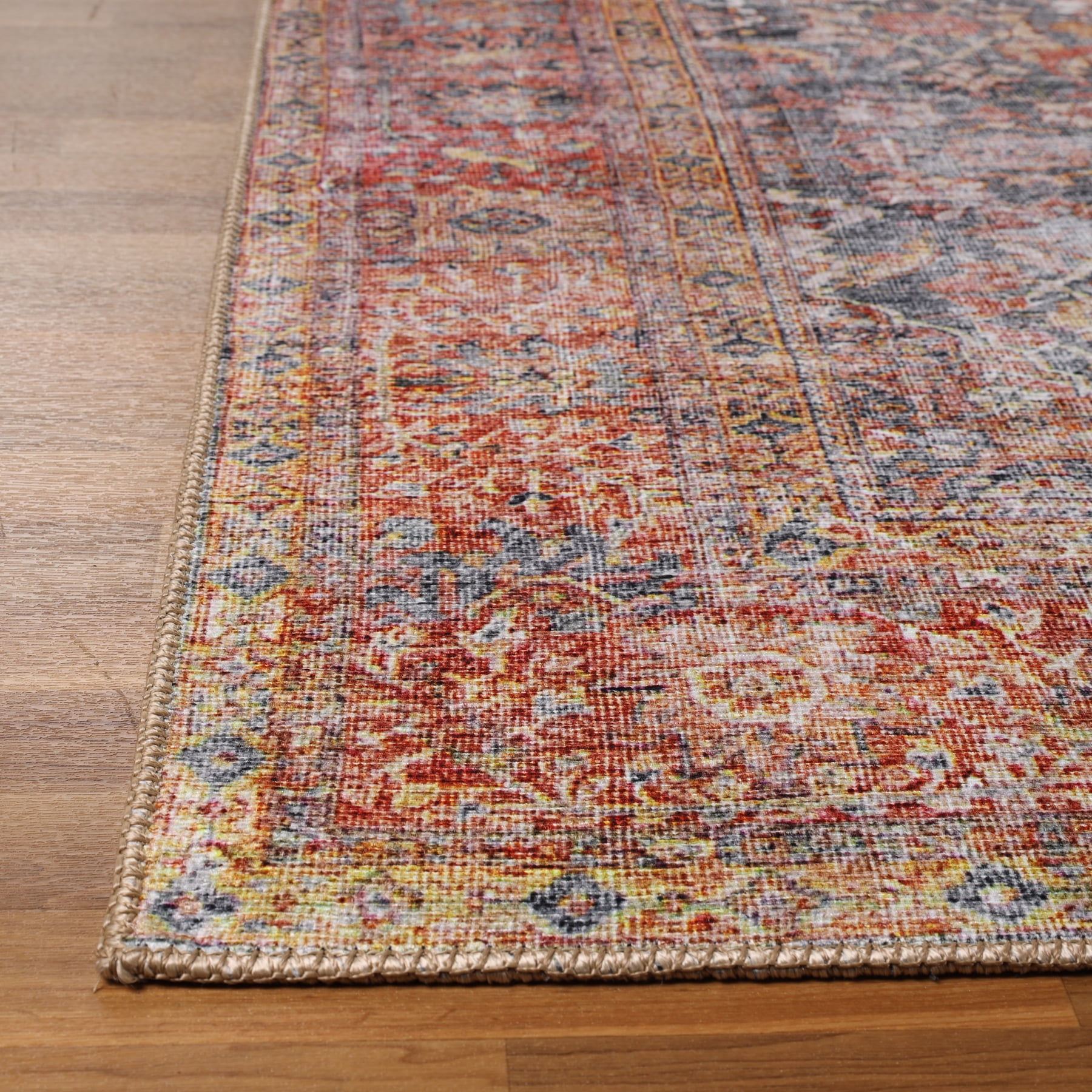 Superior Huda Rustic Oriental Indoor Area Rug,10' x 14', Ruby Red