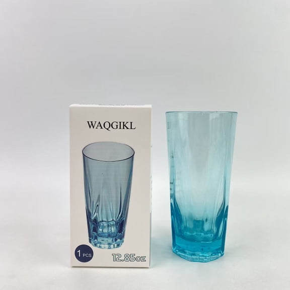 WAQGIKL Cups,Plastic Unbreakable Tumblers Cups 12.85oz, Set of 1 Plastic Highball Drinking Glasses Tumbler, Plastic Large Drinking Cups Set (Blue)