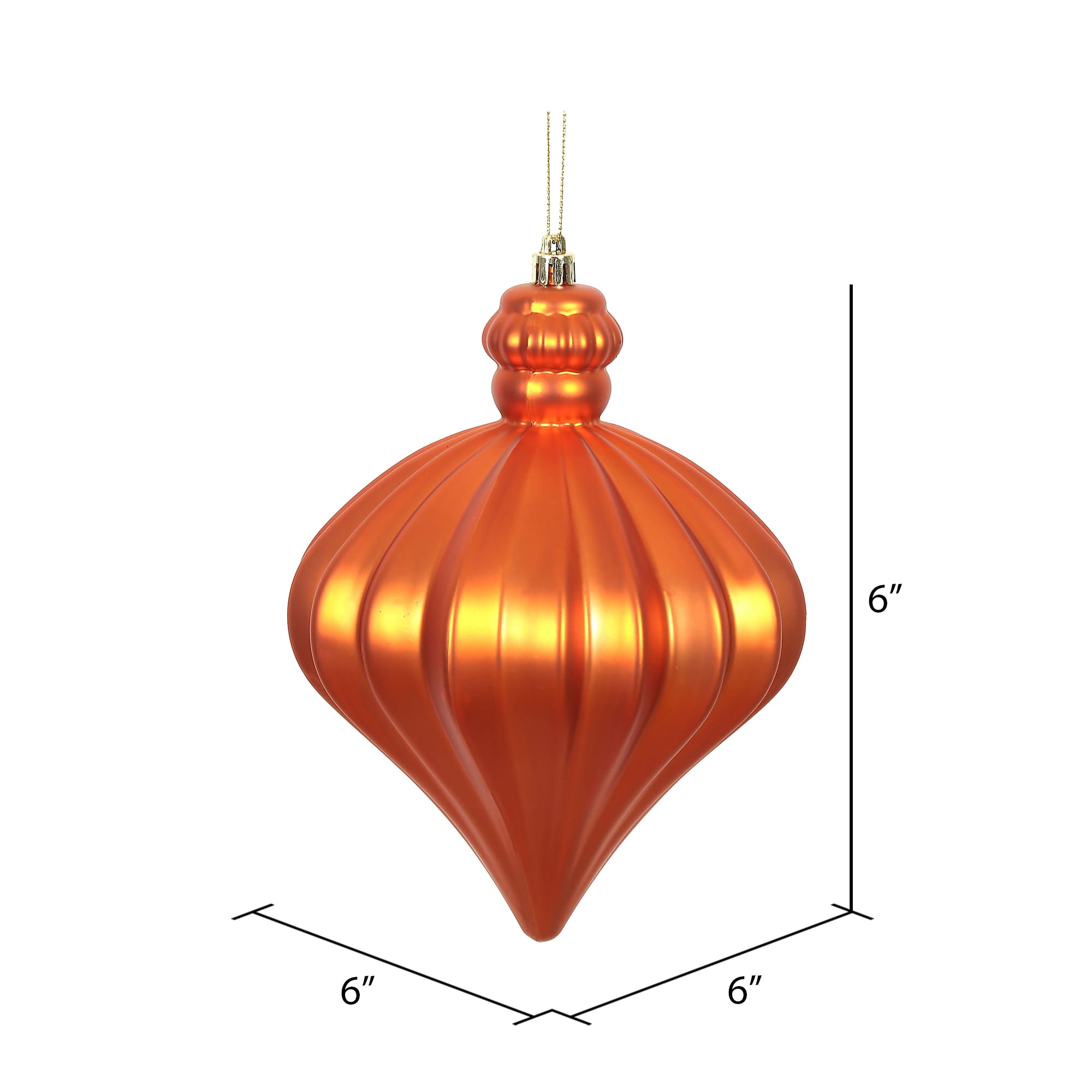 Vickerman 6" Burnished Orange Matte Onion Drop Christmas Ornament, 4 per Bag