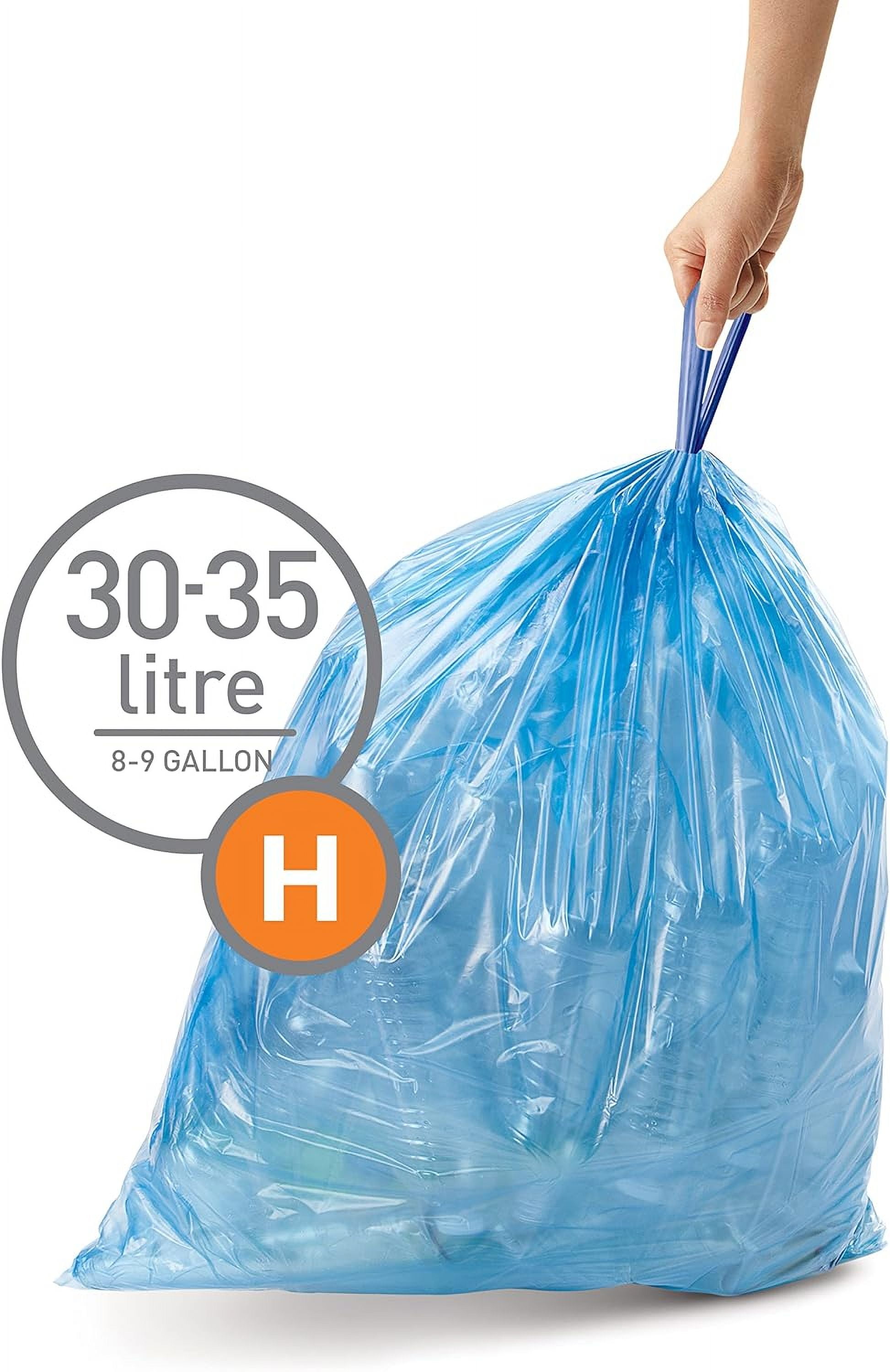 Code H 60 Count, Genuine Custom Fit Liners, Drawstring Trash Bags in Dispenser Packs, 30-35 Liter / 8-9.2 Gallon, Blue