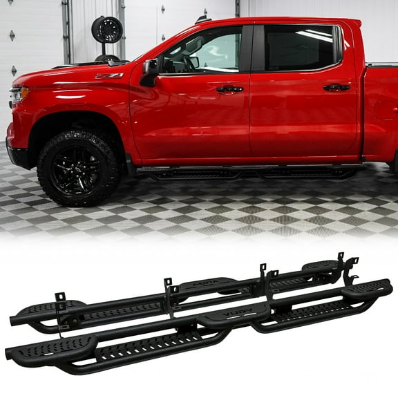 Vijay Running Boards Compatible with 2019-2026 Chevrolet Silverado 1500 and 2019-2026 GMC Sierra 1500 Crew Cab A Pair Bolt-on Side Steps Rails Steel Nerf Bars